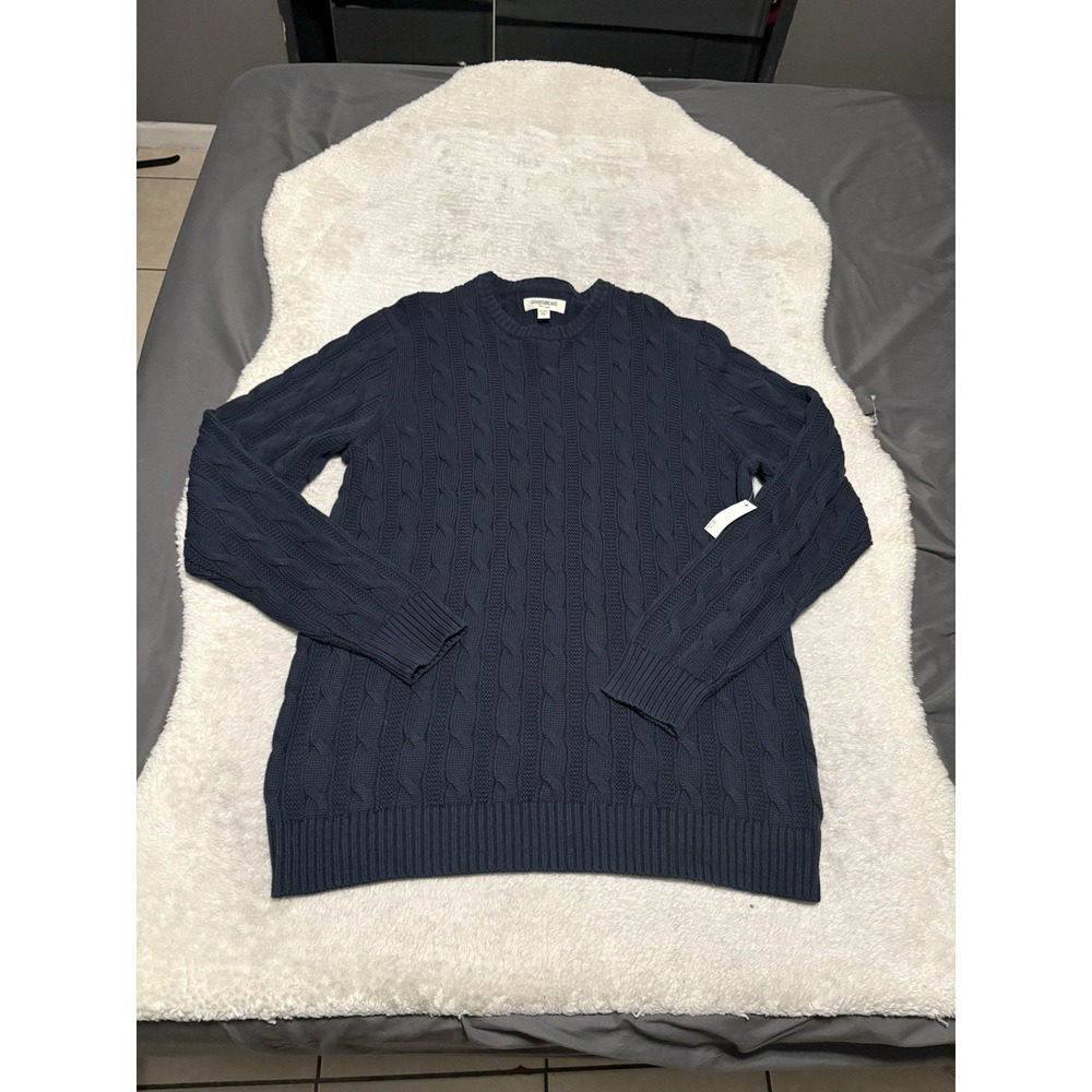 New Goodthreads Men's Navy Blue Cotton Knit Sweater Size XL Tall‎ Pullover